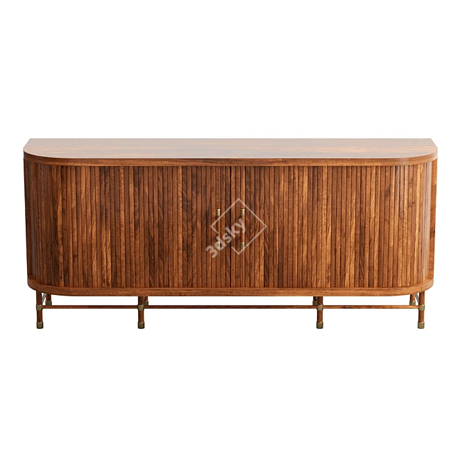 Luxury Marble-Top Tamboured Buffet 3D model image 2