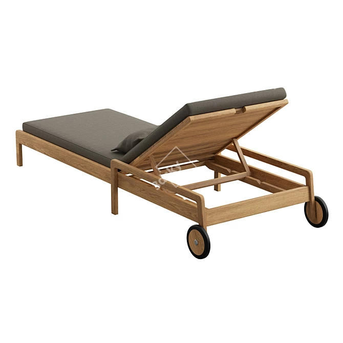 Tahitian Resort Style Teak Lounger 3D model image 4