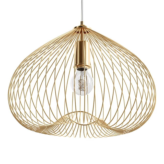 Industrial Gold Metal Pendant Light 3D model image 5