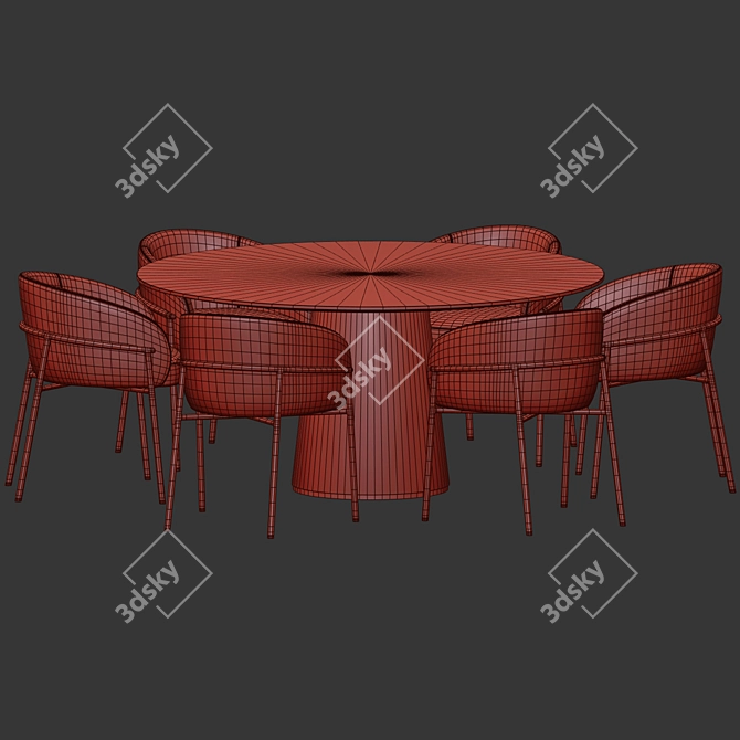 Elegant Velvet Upholstered Dining Set 3D model image 3