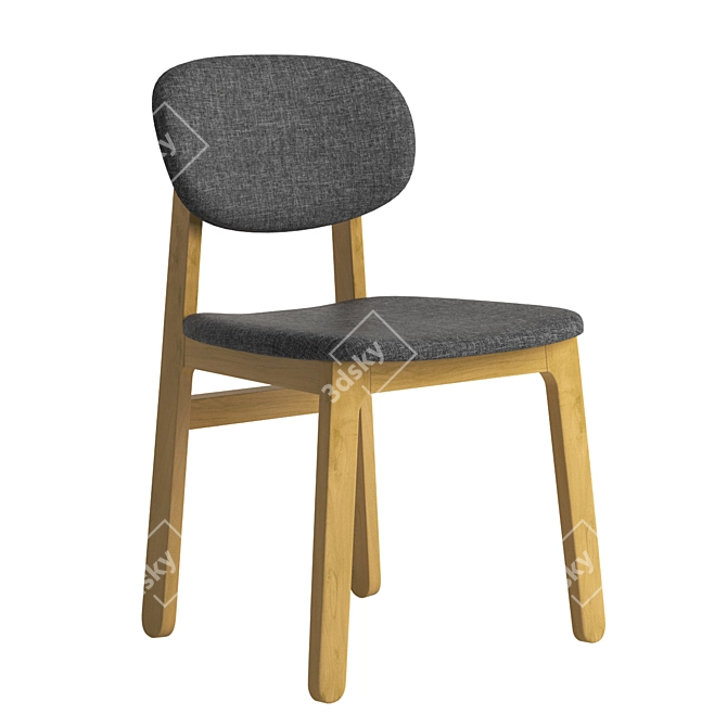 Sleek White Oak Dining Chair 3D model image 1