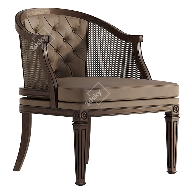 Sleek Cane Chair Set 3D model image 1