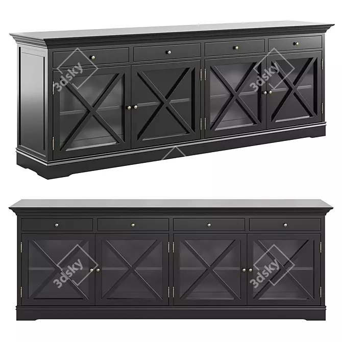 Handcrafted Black MDF Console 3D model image 1