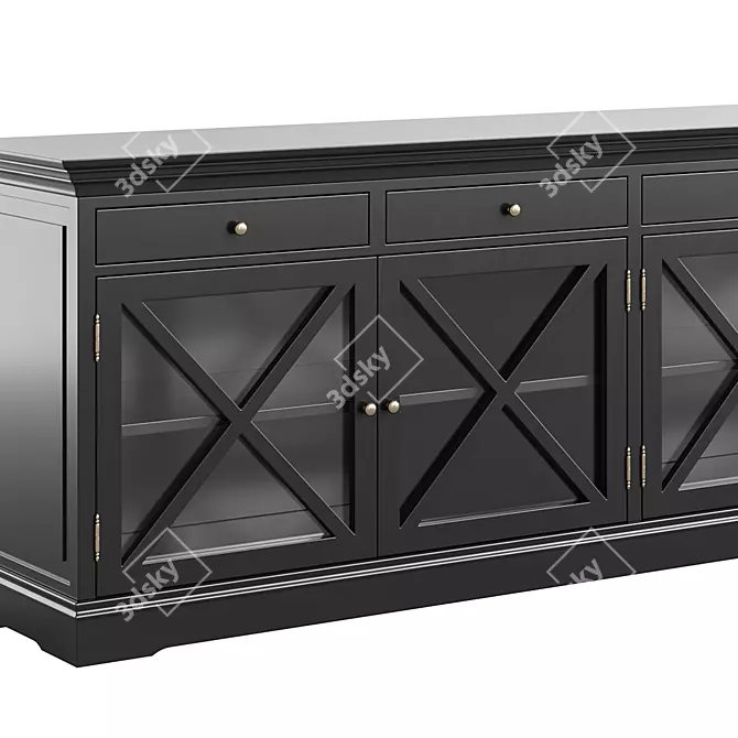 Handcrafted Black MDF Console 3D model image 2