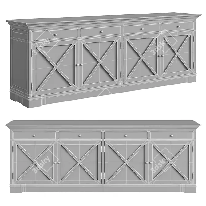 Handcrafted Black MDF Console 3D model image 3