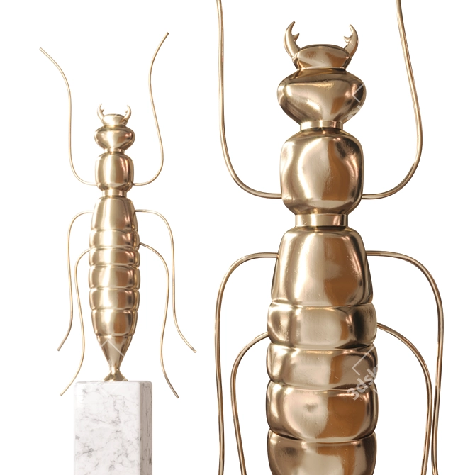 Golden Ant Statuettes Set 3D model image 4