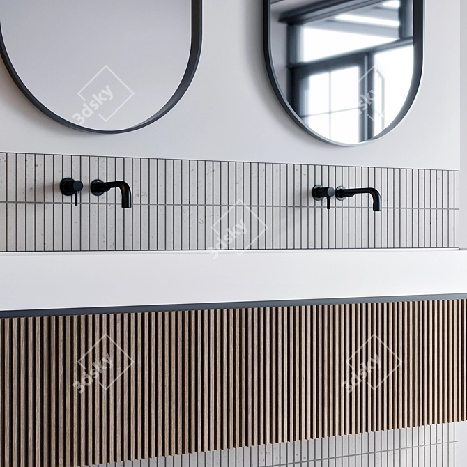 Modern Bathroom Furniture Set, Gessi Inciso Faucet 3D model image 1