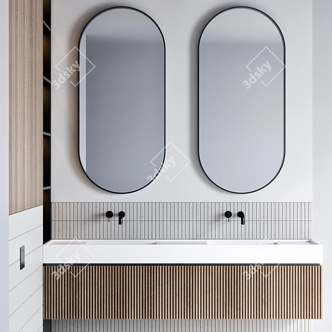 Modern Bathroom Furniture Set, Gessi Inciso Faucet 3D model image 2