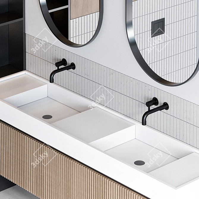 Modern Bathroom Furniture Set, Gessi Inciso Faucet 3D model image 3
