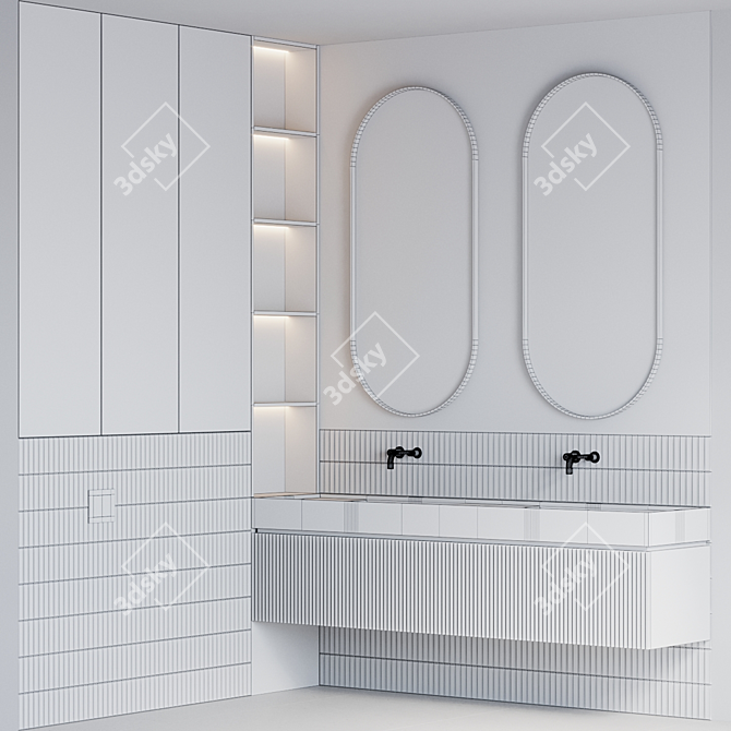 Modern Bathroom Furniture Set, Gessi Inciso Faucet 3D model image 5