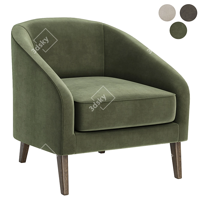 Modern Grey Armchair for Home 3D model image 2