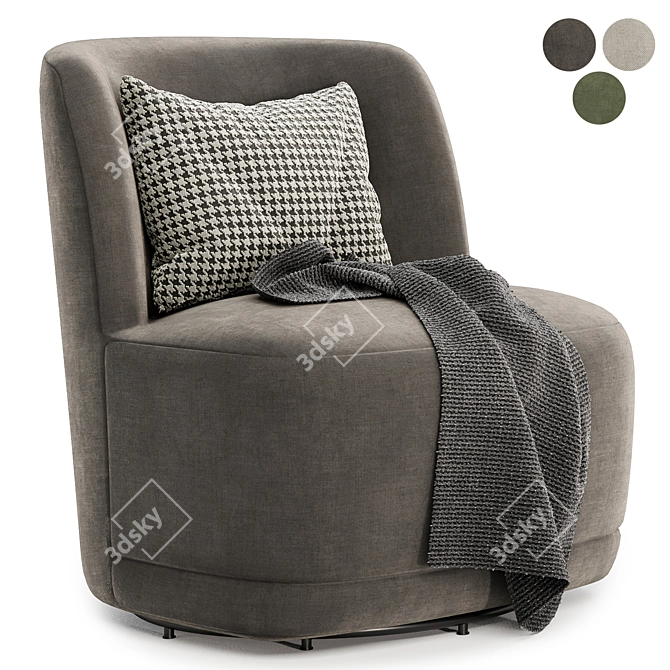 Barrel Swift Armchair, Prattsburgh Wide 3D model image 1