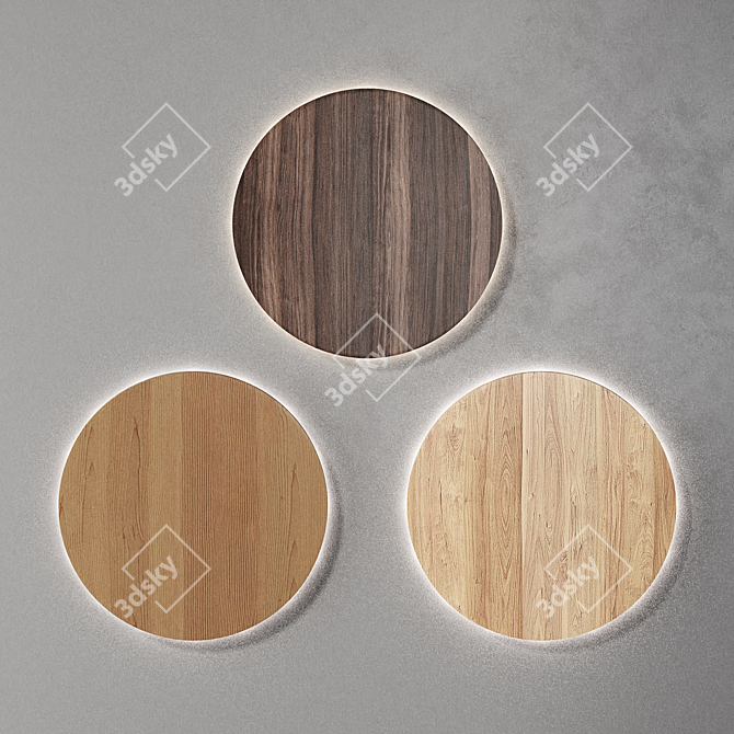 Rustic Wooden Wall Lights Set 3D model image 1