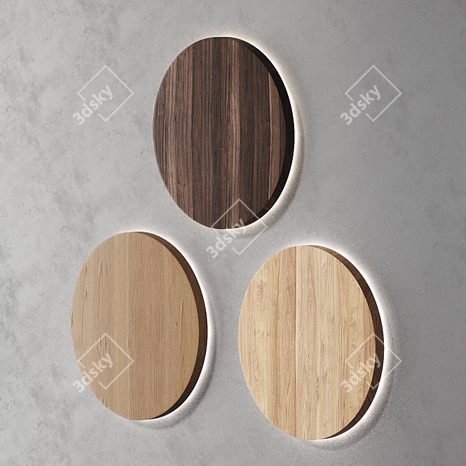 Rustic Wooden Wall Lights Set 3D model image 2