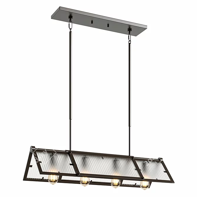 Linear Pendant Light Fixture Modern 3D model image 2