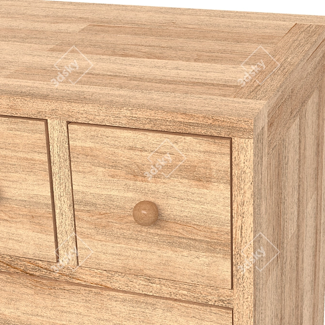 Rattan Wood Chest: Rose Grey 3D model image 2