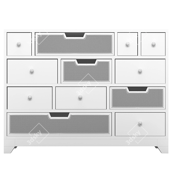 Rattan Wood Chest: Rose Grey 3D model image 4