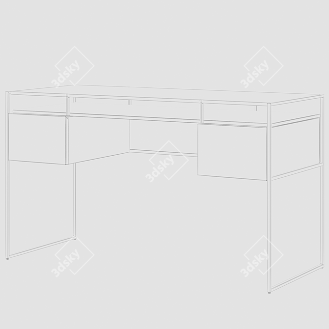 Modern Mango Wood Glass Desk 3D model image 1