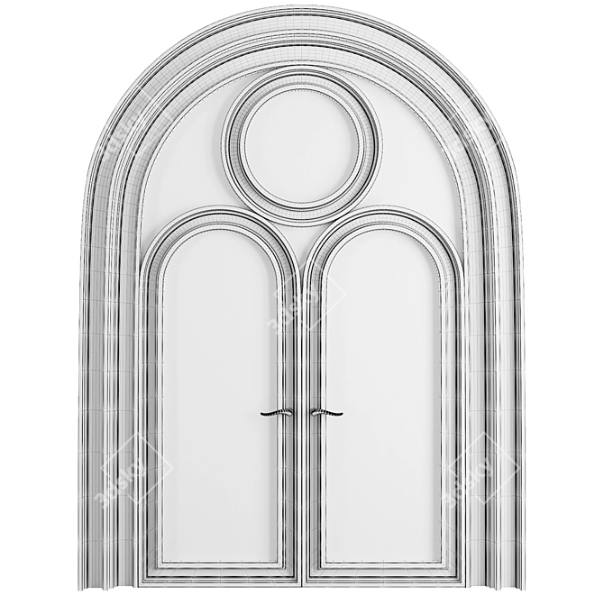 Elegant Arched Door Set 3D model image 9