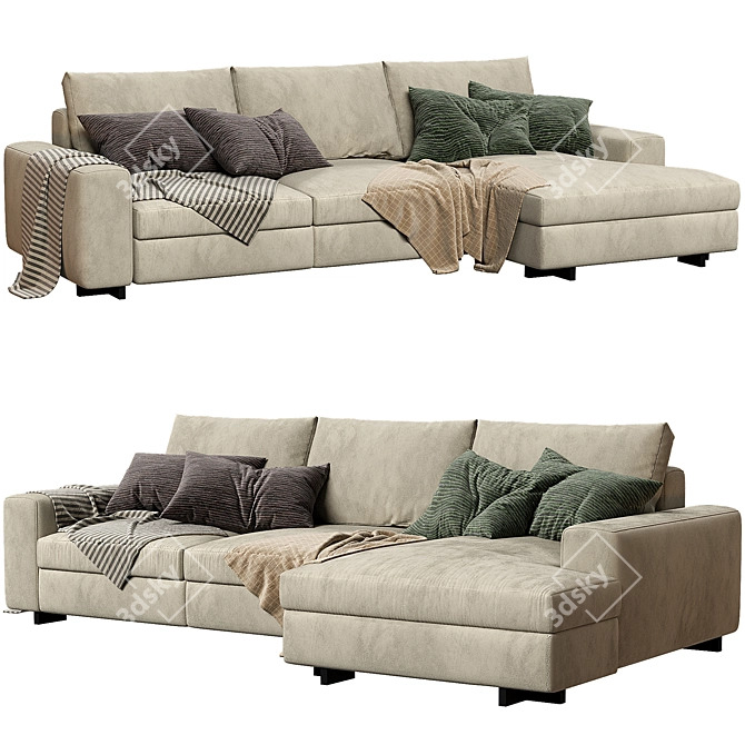 Luxury Poliform Dune Dormeuse Sofa 3D model image 2