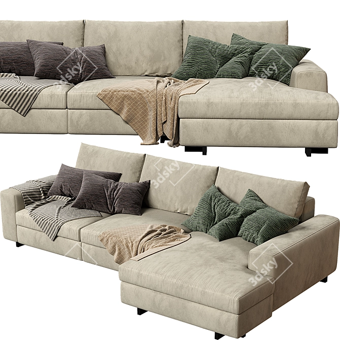 Luxury Poliform Dune Dormeuse Sofa 3D model image 4