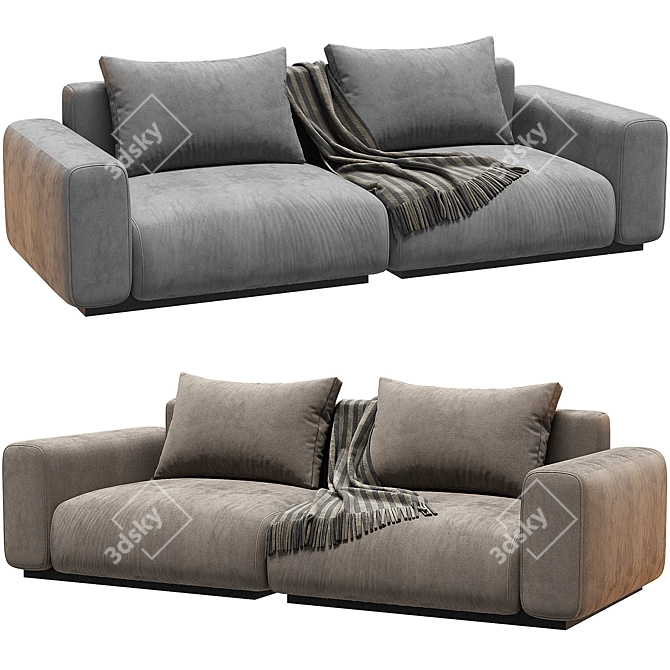 Italian Design Flexform 2-Seater Sofa 3D model image 1