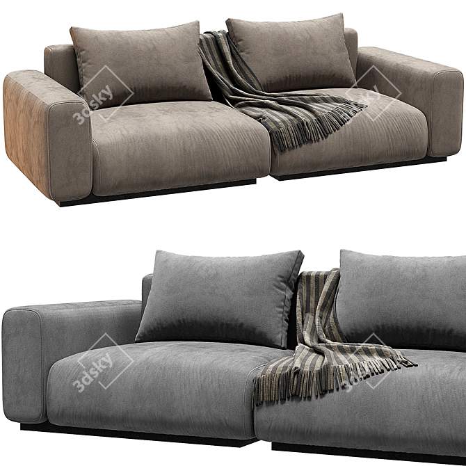Italian Design Flexform 2-Seater Sofa 3D model image 2