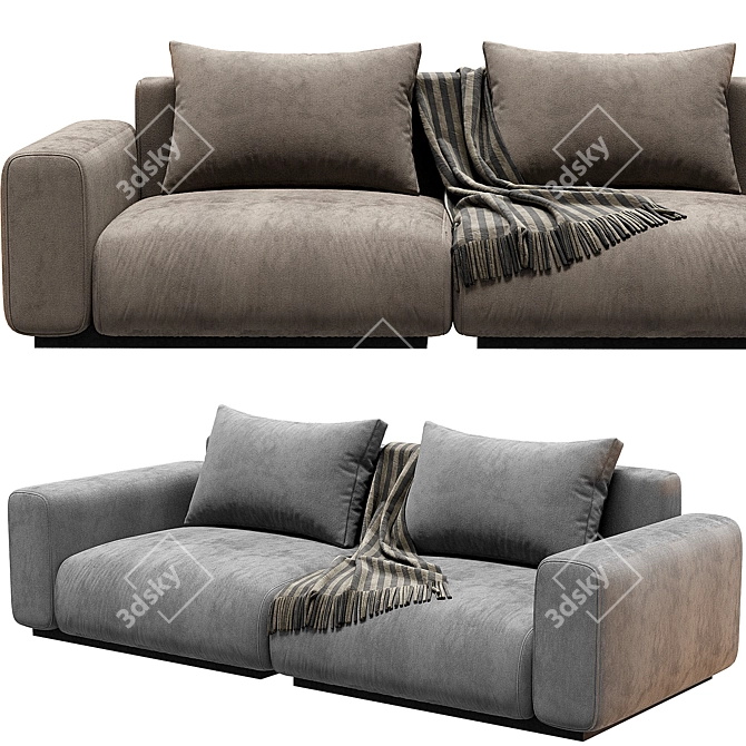 Italian Design Flexform 2-Seater Sofa 3D model image 3
