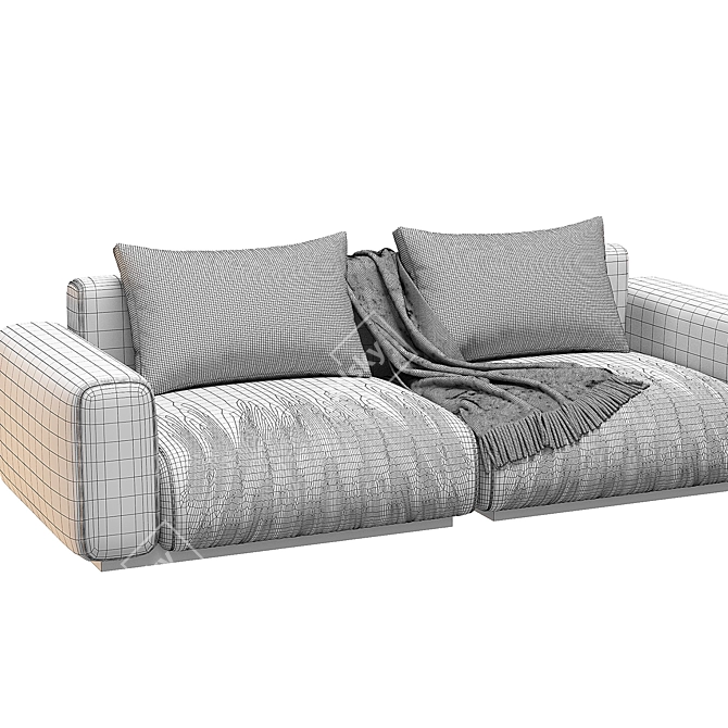 Italian Design Flexform 2-Seater Sofa 3D model image 4