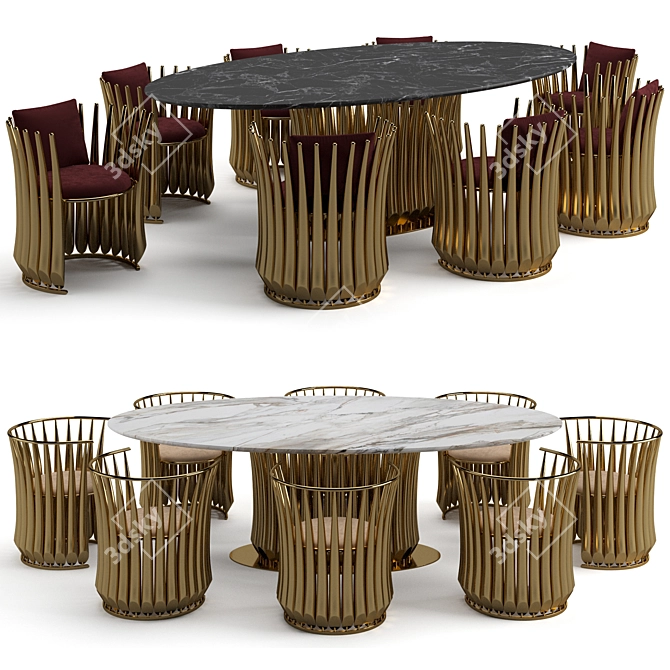 Luxury Visionnaire Outdoor Dining Set 3D model image 1