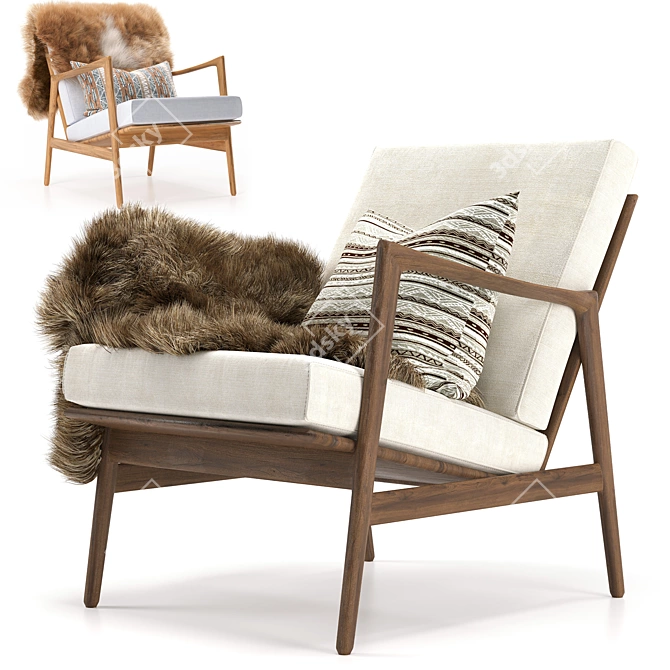Retro Stefan Armchair Scandinavia 60s 3D model image 2