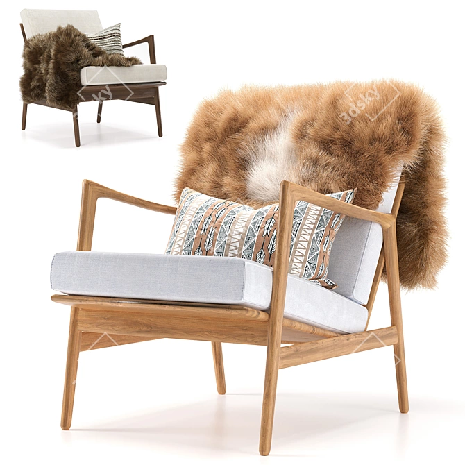 Retro Stefan Armchair Scandinavia 60s 3D model image 8