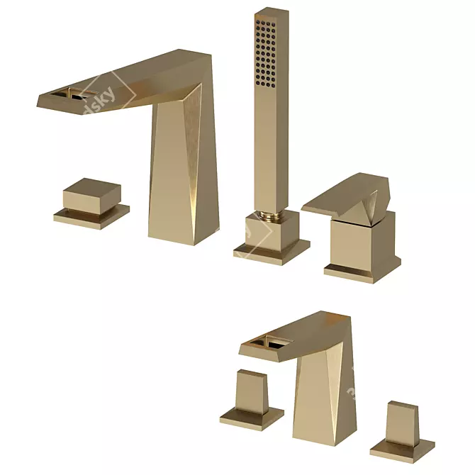European Design Faucet Set 3D model image 4