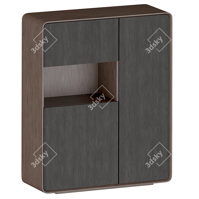 Contemporary Solid Wood Side Cabinet 3D model image 2
