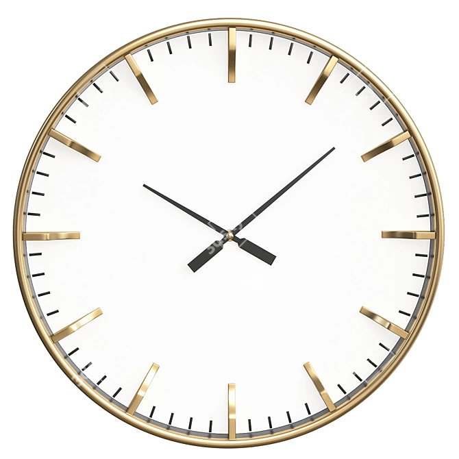 Elegant Gilded Wall Clock 3D model image 1