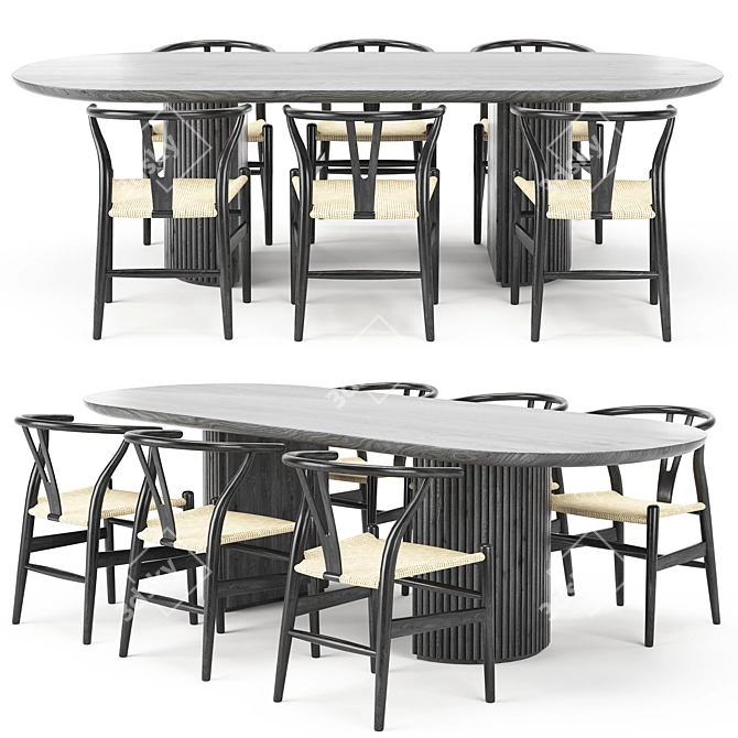 Modern Scandinavian Dining Set 3D model image 1