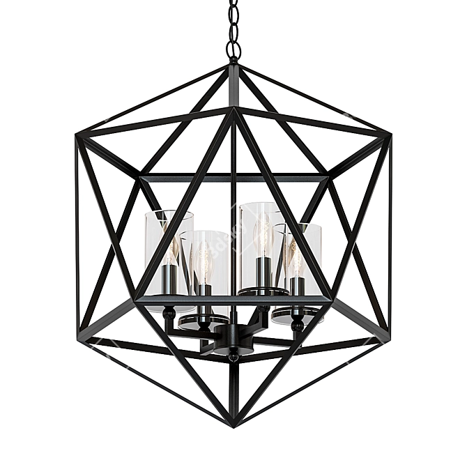 Antique Black Glass Chandelier Cage 3D model image 1