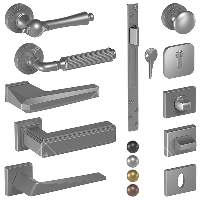 Elegant Corona Premium Door Handles 3D model image 2