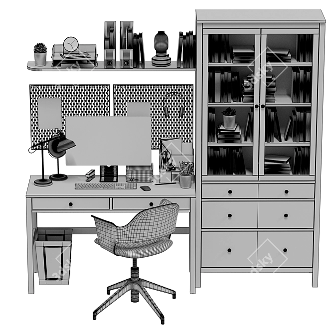 Modern Office Workplace Set 3D model image 6