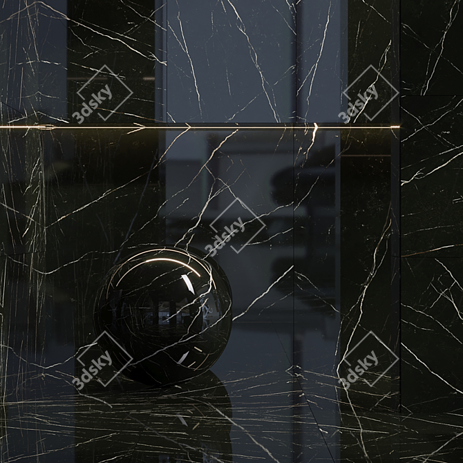 Elite Black Marble Tile Set 3D model image 4