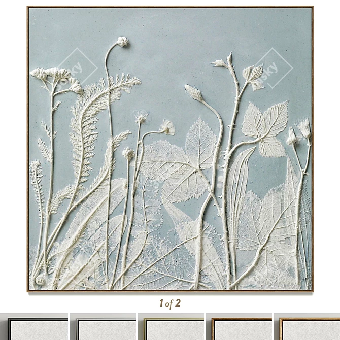 Dual Square Plaster Photo Frames 3D model image 1