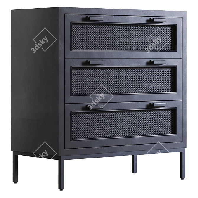 Black Cane Clothing Chest (Furniture) 3D model image 1