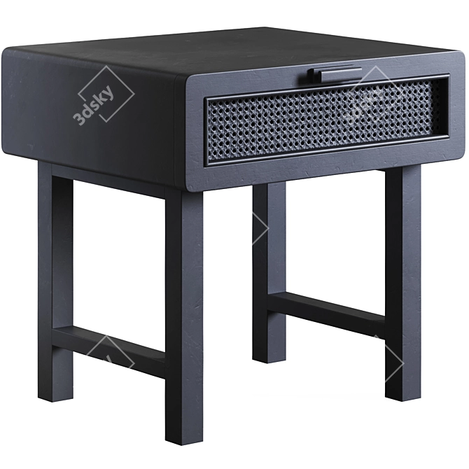 Sleek Black Cane Bedside Table 3D model image 1
