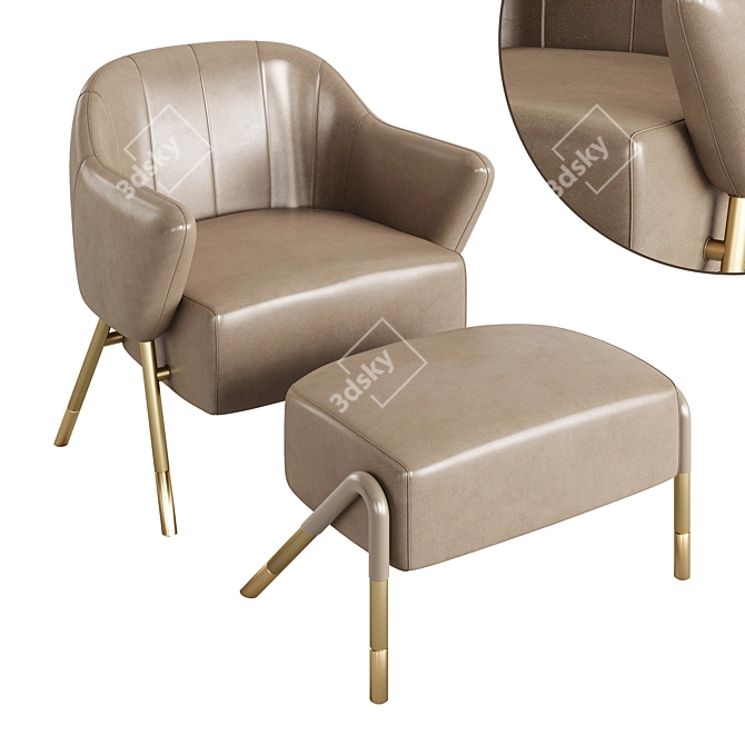 Rossato Inspired Jackie Armchair 02 3D model image 5