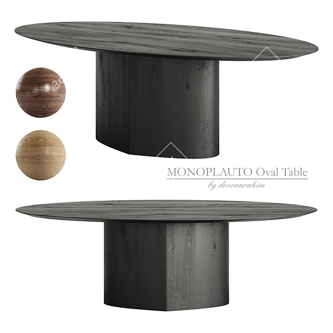 Sleek Monoplauto Oval Table Finely Crafted 3D model image 1