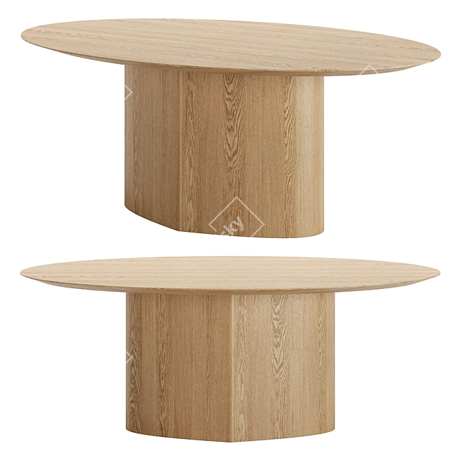 Sleek Monoplauto Oval Table Finely Crafted 3D model image 2