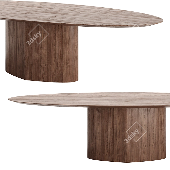 Sleek Monoplauto Oval Table Finely Crafted 3D model image 3