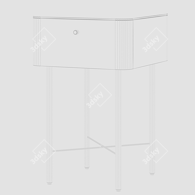 Modern Metal Drawer Bedside Table 3D model image 2