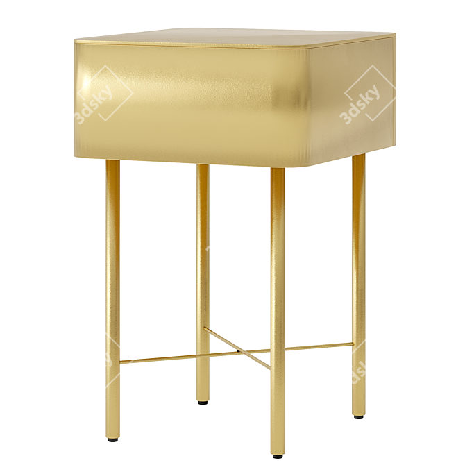 Modern Metal Drawer Bedside Table 3D model image 3