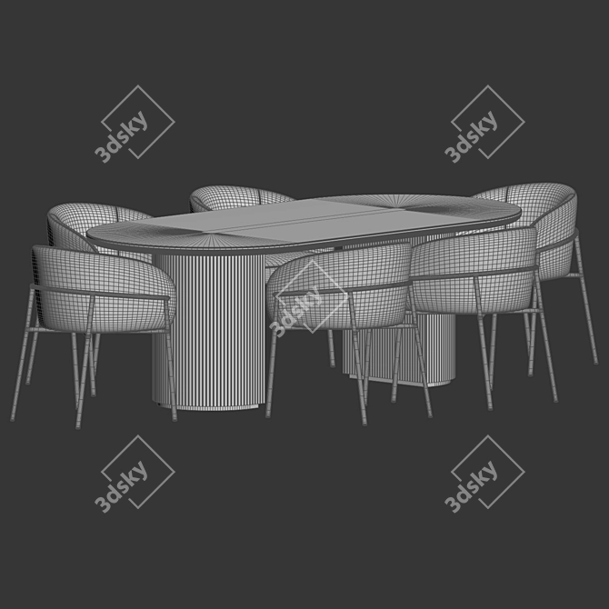 Luxury Marble and Velvet Dining Set 3D model image 3